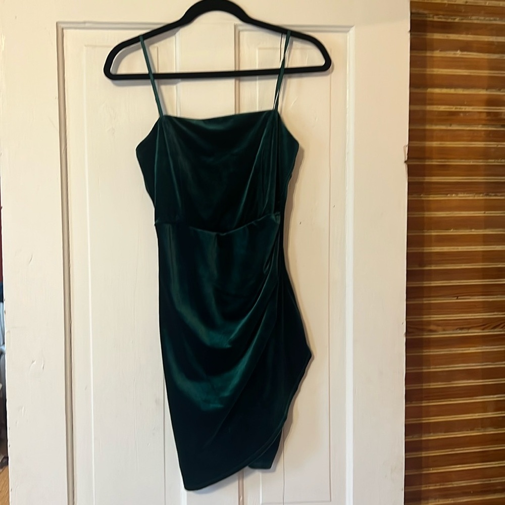 Green velvet party dress